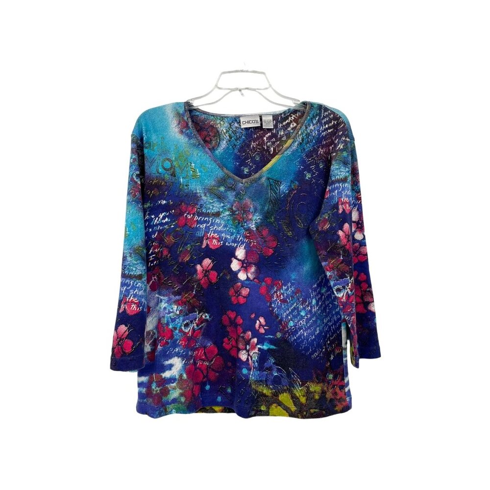 Chicos Thank You Mom Top Womens 2 (L/12) Used Casual Pullover